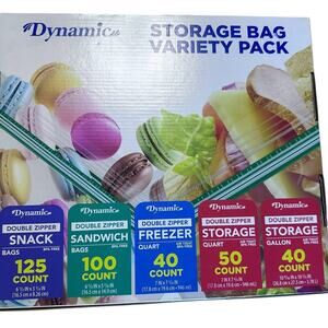 Dynamic Double Zipper Storage Bag Variety Pack 355 Total Bags NEW